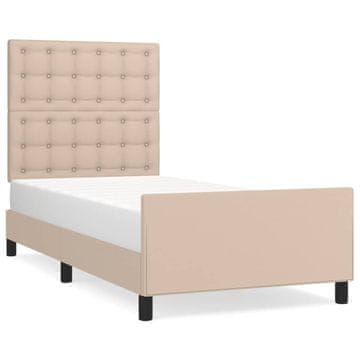 Vidaxl Posteljni okvir z vzglavjem kapučino 90x200 cm umetno usnje
