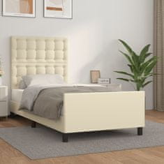 Vidaxl Posteljni okvir z vzglavjem krem 100x200 cm umetno usnje