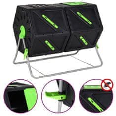 Vidaxl Vrtljivi kompostnik z dvojno komoro 88x60x74 cm 210 L PP