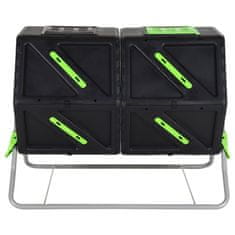 Vidaxl Vrtljivi kompostnik z dvojno komoro 88x60x74 cm 210 L PP