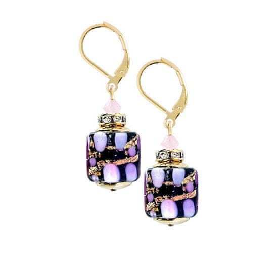 Lampglas Romantični uhani Sakura Cubes s 24k zlatom v biserih Lampglas ECU46