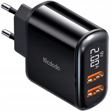 Mcdodo Omrežni polnilnik, hitri, QC, 18W, 2xUSB LCD, Mcdodo CH-6330