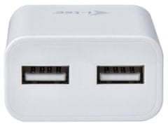I-TEC omrežni polnilec 2x USB-A 2,4A, bel