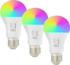 Immax NEO LITE SMART set 3x žarnica LED E27 11W RGB+CCT barvna in bela, zatemnitev, Wi-Fi, TUYA