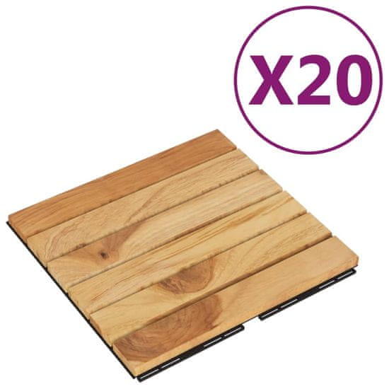 Vidaxl Talne plošče 20 kos 30x30 cm trden akacijev les navpični vzorec