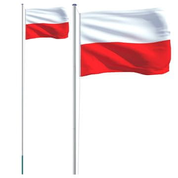 Vidaxl Zastava Poljske in drog 6,08 m aluminij