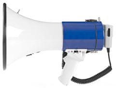 Nedis MEPH200WT - Megafon | 25 W | Doseg 1 500 m | Odstranljiv mikrofon | Bela / modra