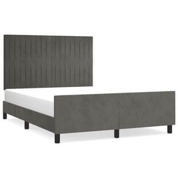 Vidaxl Posteljni okvir brez vzmetnice temno siv 140x190 cm žamet