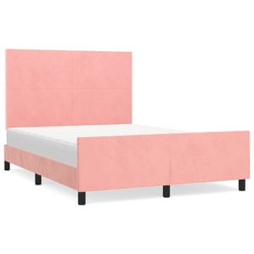 Vidaxl Posteljni okvir z vzglavjem roza 140x200 cm žamet