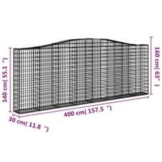 Vidaxl Obokane gabion košare 7 kosov 400x30x140/160cm pocinkano železo