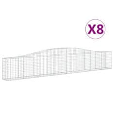 Vidaxl Obokana gabionska košara 8 kosov 400x30x60/80cm cinkano železo
