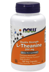 NOW Foods L-teanin z dvojno močjo inozitola, 200 mg, 120 zeliščnih kapsul