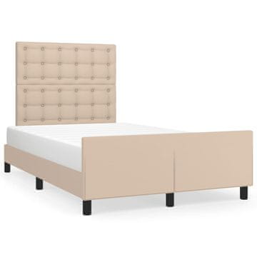 Vidaxl Posteljni okvir brez vzmetnice kapučino 120x190 cm umetno usnje