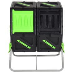Vidaxl Vrtljivi kompostnik z dvojno komoro 63x60x74 cm 140 L PP