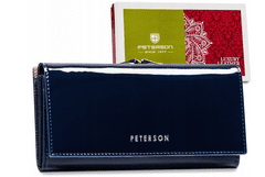 Peterson Mornarsko modra ženska usnjena denarnica z zavihkom