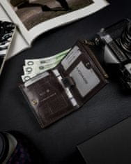 Rovicky Moška denarnica iz pravega zrnatega usnja z žepom na zadrgo