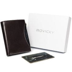 Rovicky Moška denarnica iz pravega zrnatega usnja z žepom na zadrgo