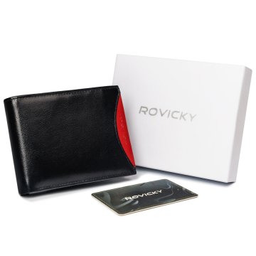 Rovicky Moška denarnica iz naravnega zrnatega usnja z odstranljivim držalom za kartice