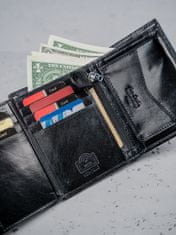 Pierre Cardin Minimalistična moška denarnica iz črnega naravnega usnja