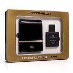 Peterson Darilni set: črna usnjena moška denarnica in toaletna voda
