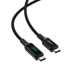 AceFast Kabel s pletenim ovojem in zaslonom LED USB-C 100 W 20 V 5 A 2 m črn