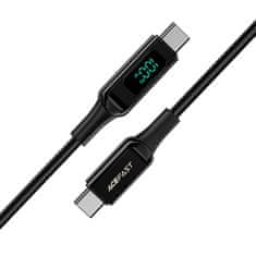 AceFast Kabel s pletenim ovojem in zaslonom LED USB-C 100 W 20 V 5 A 2 m črn