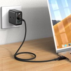 AceFast Kabel s pletenim ovojem in zaslonom LED USB-C 100 W 20 V 5 A 2 m črn