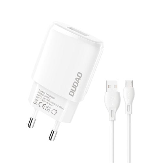 DUDAO A1SEU polnilnik USB 7.5W + kabel Micro USB, belo