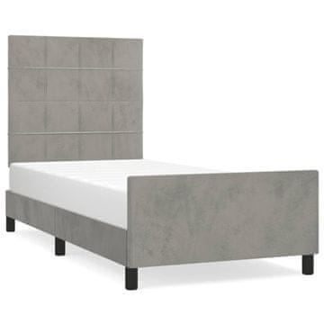 Vidaxl Posteljni okvir brez vzmetnice svetlo siv 90x200 cm žamet