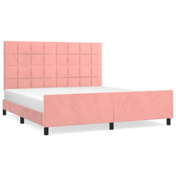 Vidaxl Posteljni okvir z vzglavjem roza 160x200 cm žamet