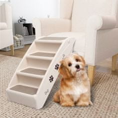 Greatstore Zložljive stopnice za pse krem 62x40x49,5 cm