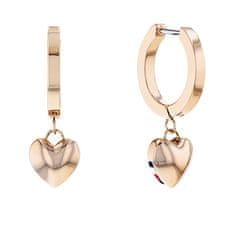 Tommy Hilfiger Moderni bronasti obročasti uhani z obeskom v obliki visečega srca 2780666