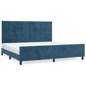 Vidaxl Posteljni okvir brez vzmetnice temno moder 200x200 cm žamet