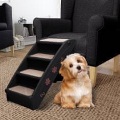 shumee Zložljive stopnice za pse črne 62x40x49,5 cm
