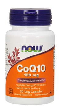NOW Foods CoQ10 (koencim Q10) + glog, 100 mg, 30 zeliščnih kapsul