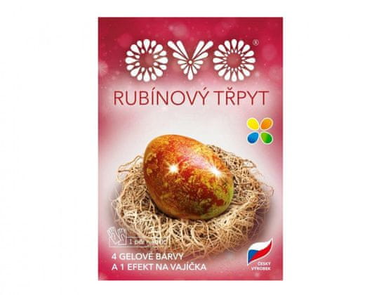 OVO RUBY barva za jajca 4 gel barve + bleščice + rokavice