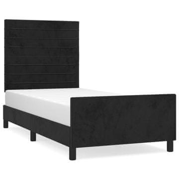 Vidaxl Posteljni okvir z vzglavjem črn 80x200 cm žamet