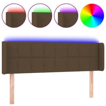 Vidaxl LED posteljno vzglavje temno rjavo 147x16x78/88 cm blago