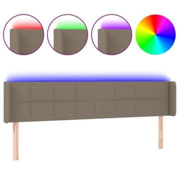 Vidaxl LED posteljno vzglavje taupe 203x16x78/88 cm blago