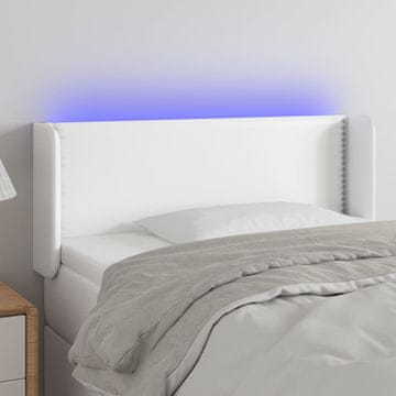 Vidaxl vidaXL Vzglavje postelje z LED diodo belo 103x16x78/88 cm umetno usnje