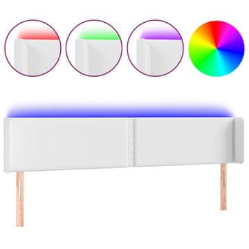 Vidaxl LED posteljno vzglavje belo 203x16x78/88 cm umetno usnje
