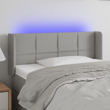 Vidaxl vidaXL Vzglavje postelje z LED svetlo sivo 103x16x78/88 cm blago