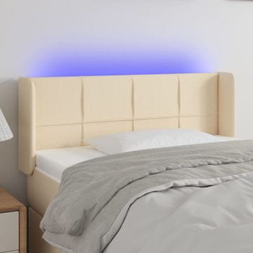 Vidaxl vidaXL Vzglavje postelje z LED diodami kremne barve 103x16x78/88 cm blago