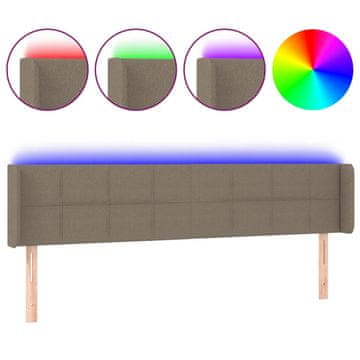 Vidaxl LED posteljno vzglavje taupe 163x16x78/88 cm blago