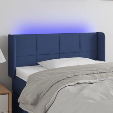 Vidaxl vidaXL Vzglavje postelje z LED modro 103x16x78/88 cm blago
