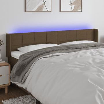 Vidaxl vidaXL Vzglavje postelje z LED diodo temno rjavo 203x16x78/88 cm blago