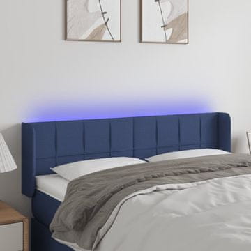Vidaxl vidaXL Vzglavje postelje z LED modro 147x16x78/88 cm blago