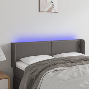 Vidaxl vidaXL Vzglavje postelje z LED svetlo sivo 147x16x78/88 cm umetno usnje