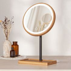 Lanaform kozmetično ogledalo iz bambusa, z osvetlitvijo