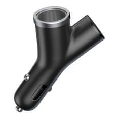 BASEUS Avtomobilski polnilnik Y-Type 2x USB + vtičnica za vžigalnik 3,4 A črn